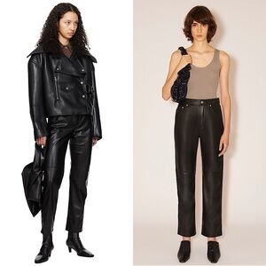 NEW NANUSHKA Vinni 90s High Rise Vegan Faux Leather Straight Leg Ankle Pants L
